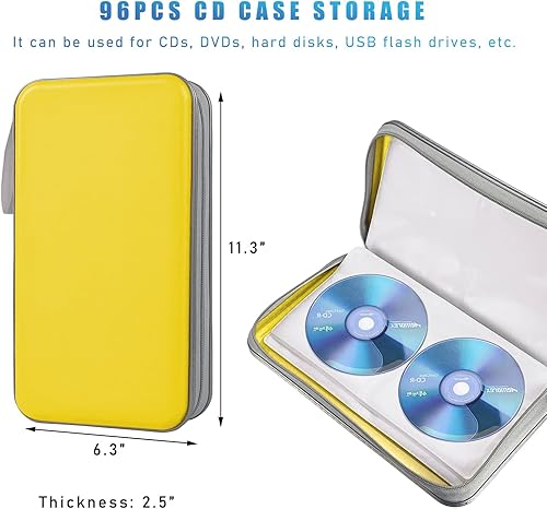 Miniatura 2 de Funda de CD y DVD para automóvil, soporte de plástico duro para CD de capacidad para 96 unidades, organizador de discos de DVD con cremallera