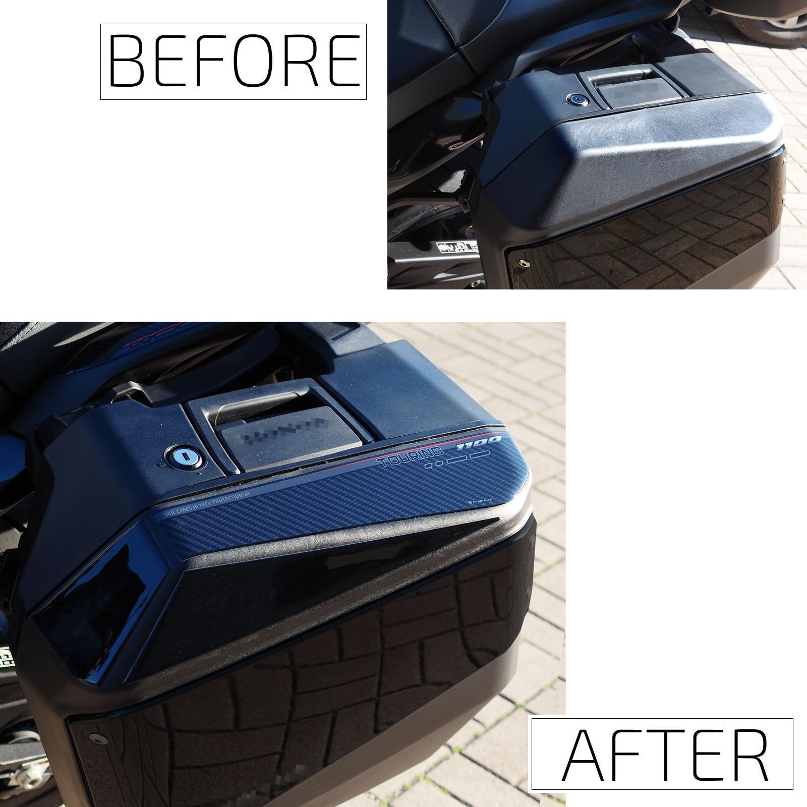 Resin Bike Zestaw Naklejek Motocyklowych Kompatybilny z Honda NT 1100 2025-2026. Para Ochraniaczy Górnej Części Kufrów-Toreb przed Zarysowaniami i Uderzeniami. Naklejki Żywiczne 3D Made in Italy