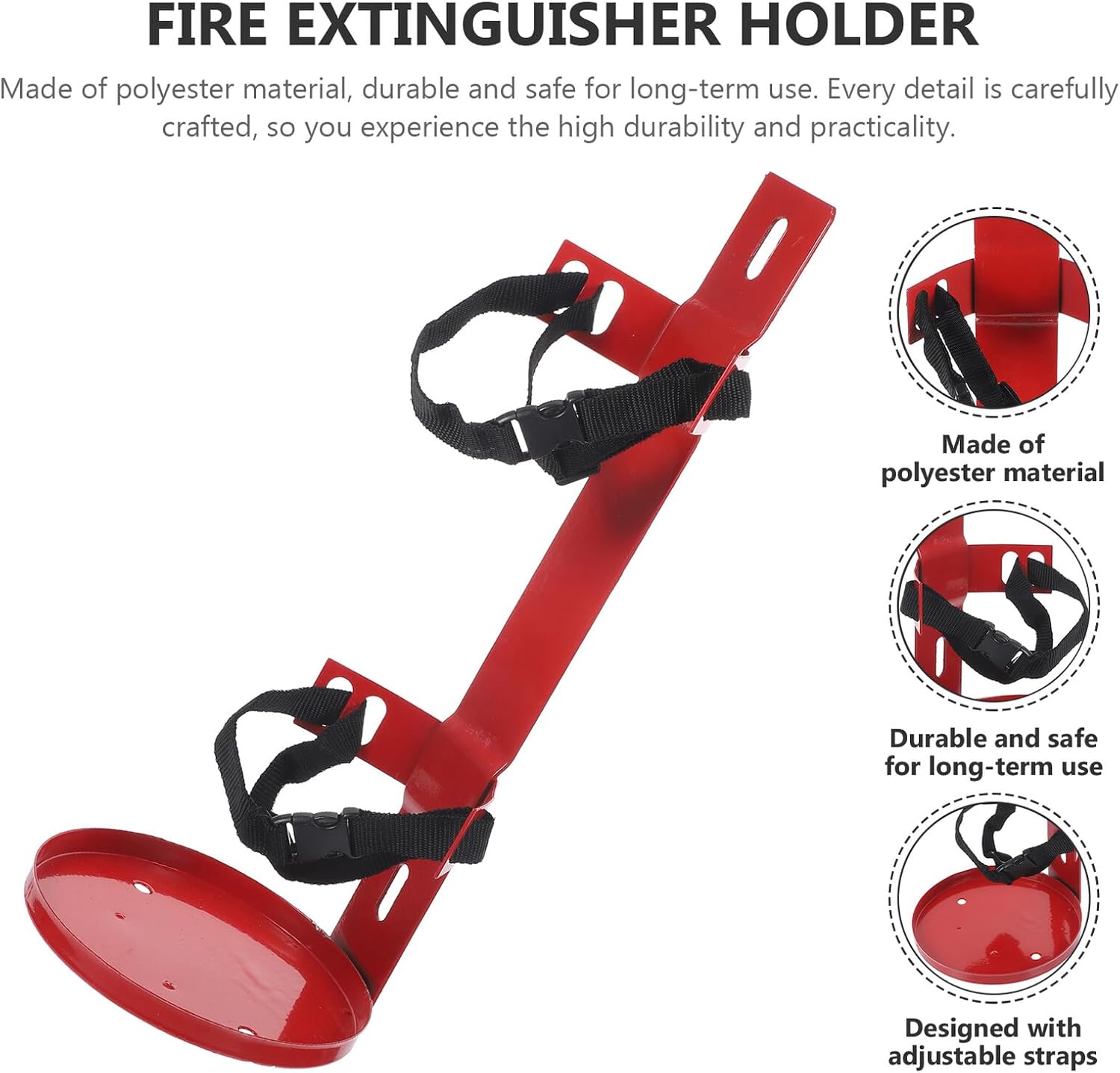 Adjustable Fire Extinguisher Bracket with Thickened Straps Wall Mount Holder Compatible with Models for Home Office Classroom Vehicle and Boat Secure Storage