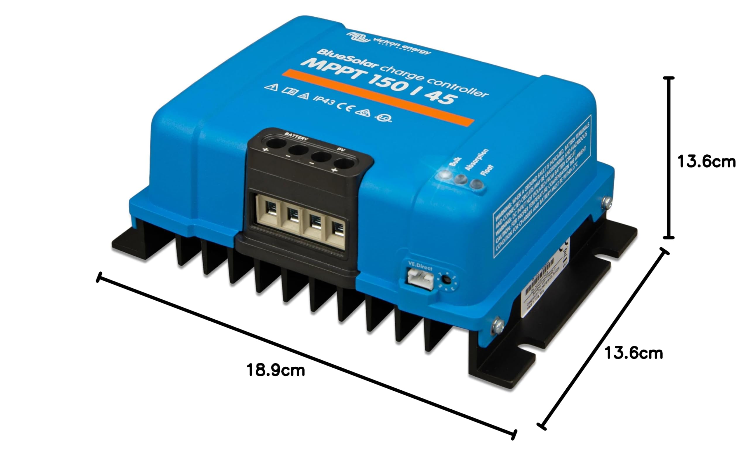Victron Energy BlueSolar MPPT Laderegler - Solar Laderegler - 150V 45 Amp 12/24/36/48-Volt