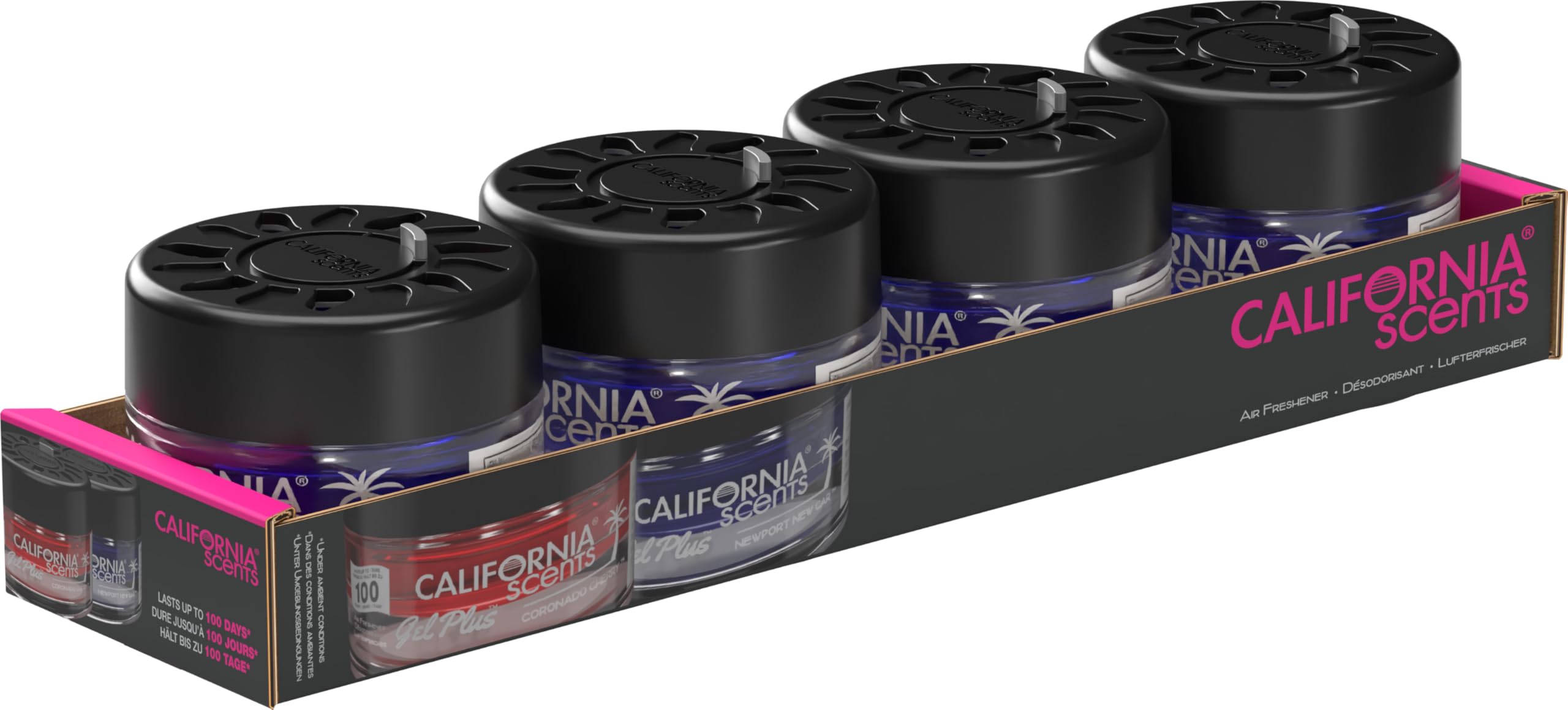 California Scents Car Air Fresheners Can, Assorted Scents (Fresh Linen, Coronado Cherry, Newport New Car), Pack of 4, Strong Adjustable Long-Lasting Fragrance, Eliminates Odour — view 11
