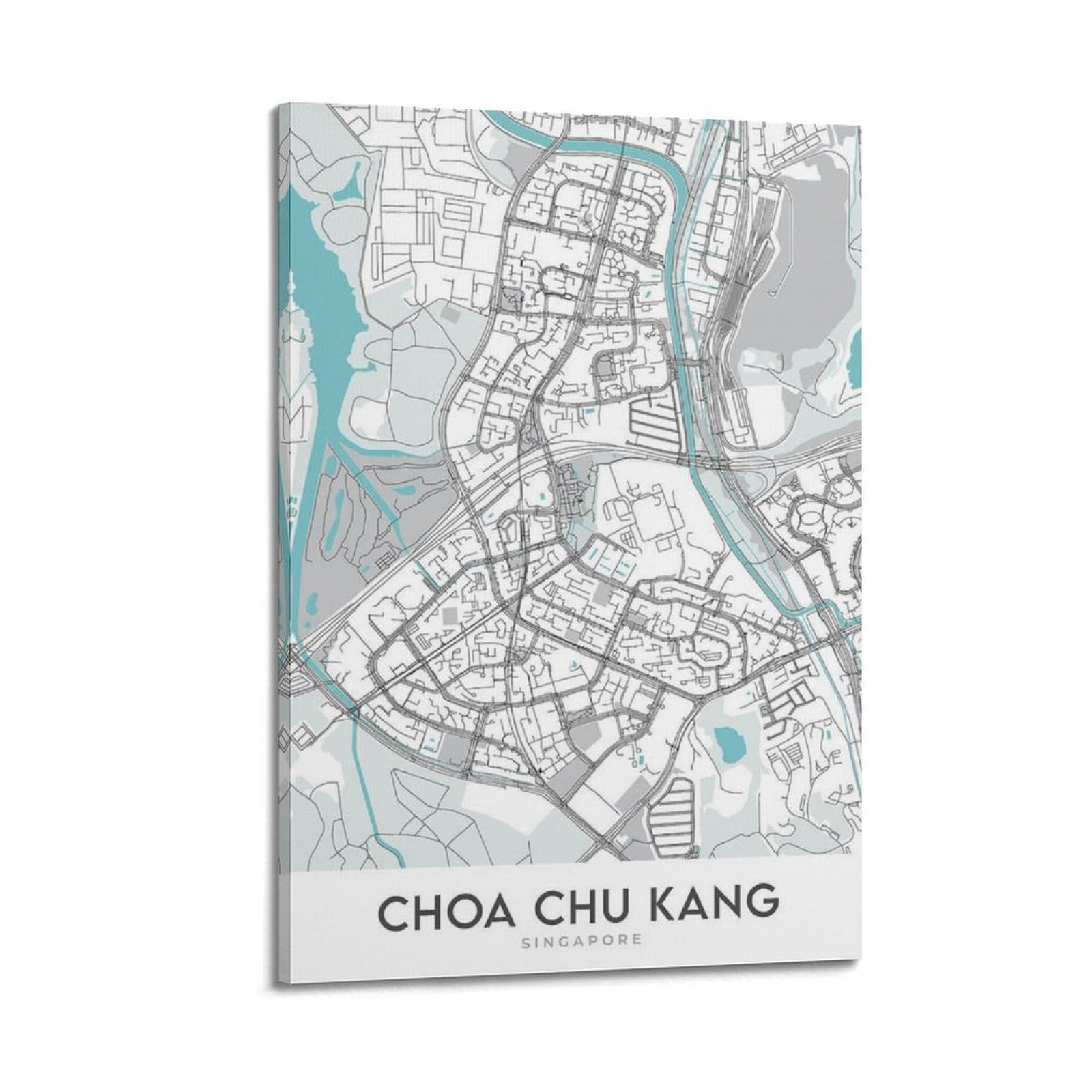 Poster Choa Chu Kang minimaliste : impression sur toile encadrée 20x30 cm