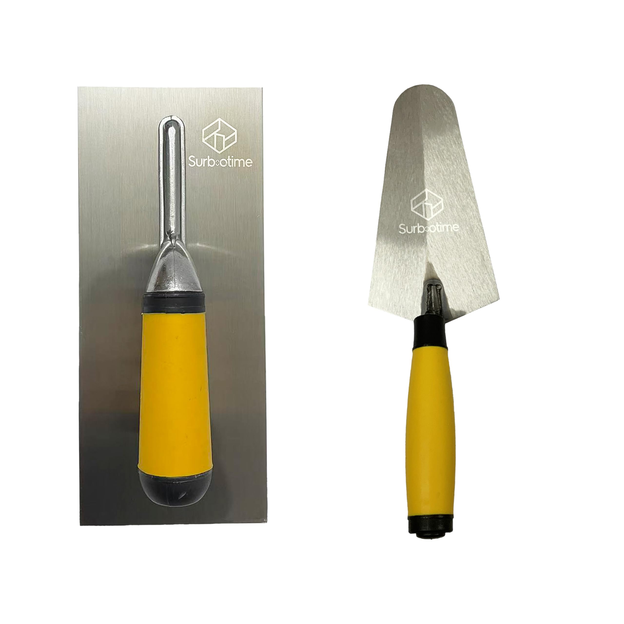 Spatula 2-Piece Set - 300mm plastering Trowel and 180mm Gauge Trowel - Made of Durable Carbon Steel - Building Bricklaying, with Soft-Grip Handle. A Hand Tool Suitable for DIY Enthusiasts and Masons.