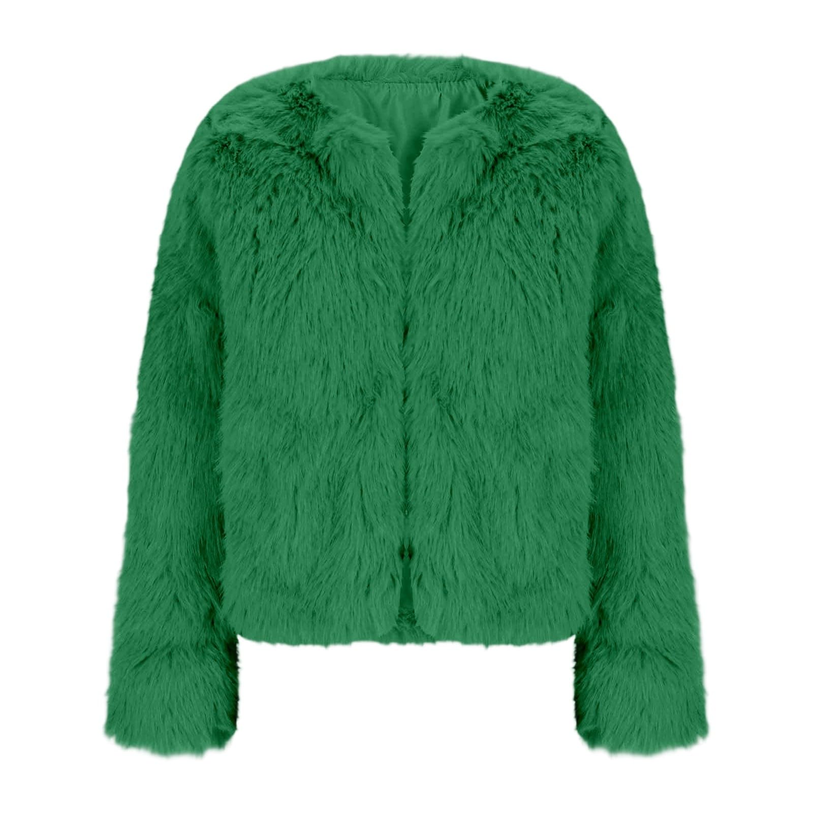 Generisch Manteau d'hiver surdimensionné en cuir synthétique, manches longues, col rond, élégant, chaud, épais, tenue décontractée