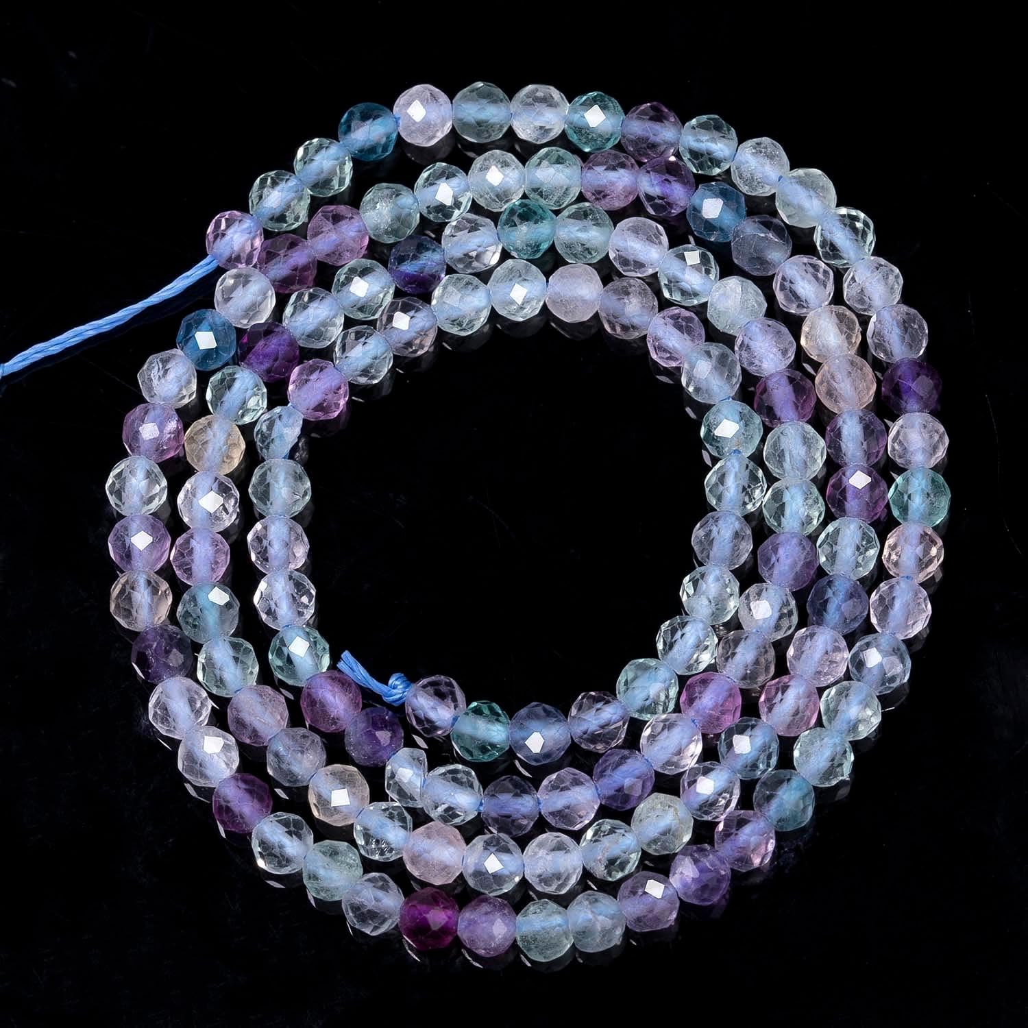 3mm 120pcs Natural Colorful Fluorite Beads, Songxi Small Faceted Round Loose Gemstone Beads for Jewelry Making, DIY Art and Craft, Bracelet for Necklace (1 Strand) - Image 8