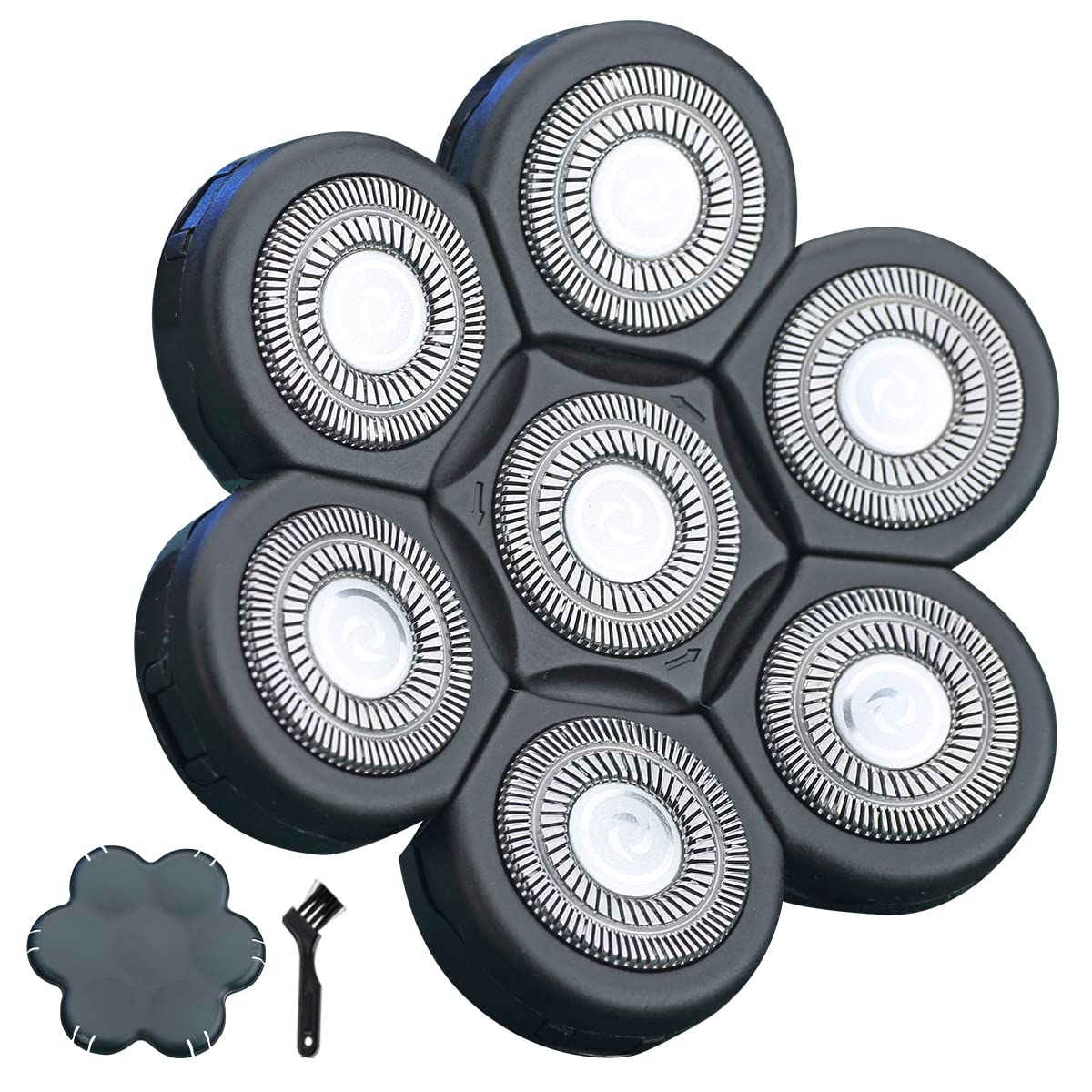 Lot de 7 Têtes de Rechange pour Rasoir Électrique 7D pour Homme - Lames Flottantes Tranchantes pour Rasoir Rotatif (Noir)