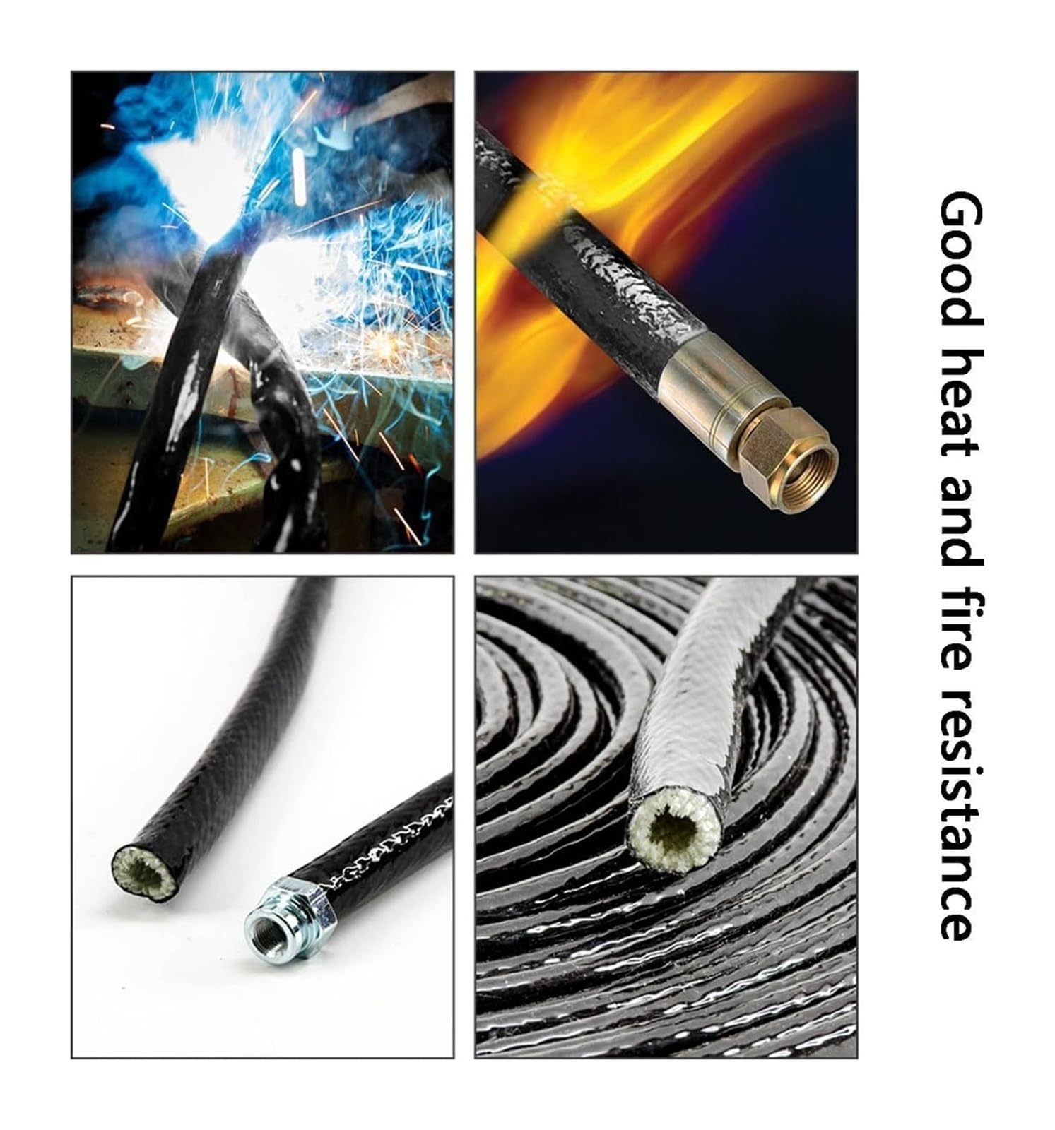 Manguito protector térmico, manguito de fibra de vidrio de 1 m, manguito protector térmico de fibra de vidrio recubierto de silicona for mangueras y cableado eléctrico(35mm)