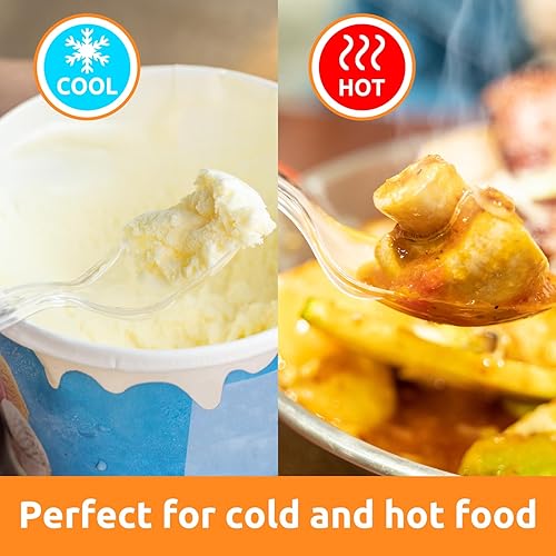 Miniatura 3 de POSATE Cucharas de plástico resistentes, transparentes, desechables, paquete de 60