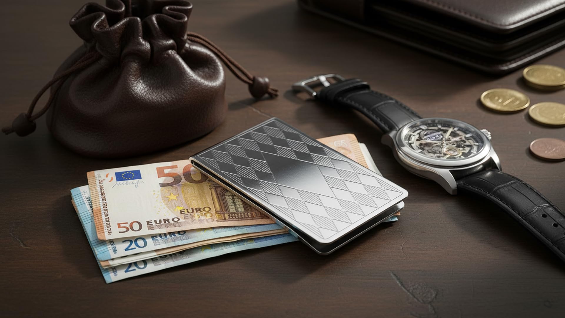 Spinka do banknotów Money posrebrzana – z płytką do grawerowania – wysokiej jakości srebrna spinka do banknotów – szlachetny prezent dla mężczyzn, wysoka jakość