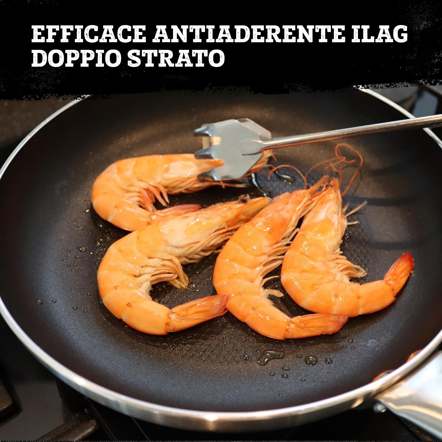 FMprofessional Set di 3 padelle professionali 20/24/28 cm, in alluminio leggero e resistente, adatte per induzione e tutti i tipi di cucine, antiaderente doppio strato, struttura a nido d'ape