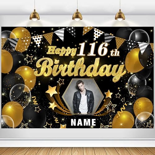 Vista 42 de Cartel personalizado de decoración de cumpleaños número 116 con temática de castillo y princesa, pancarta de tela personalizada para suministros