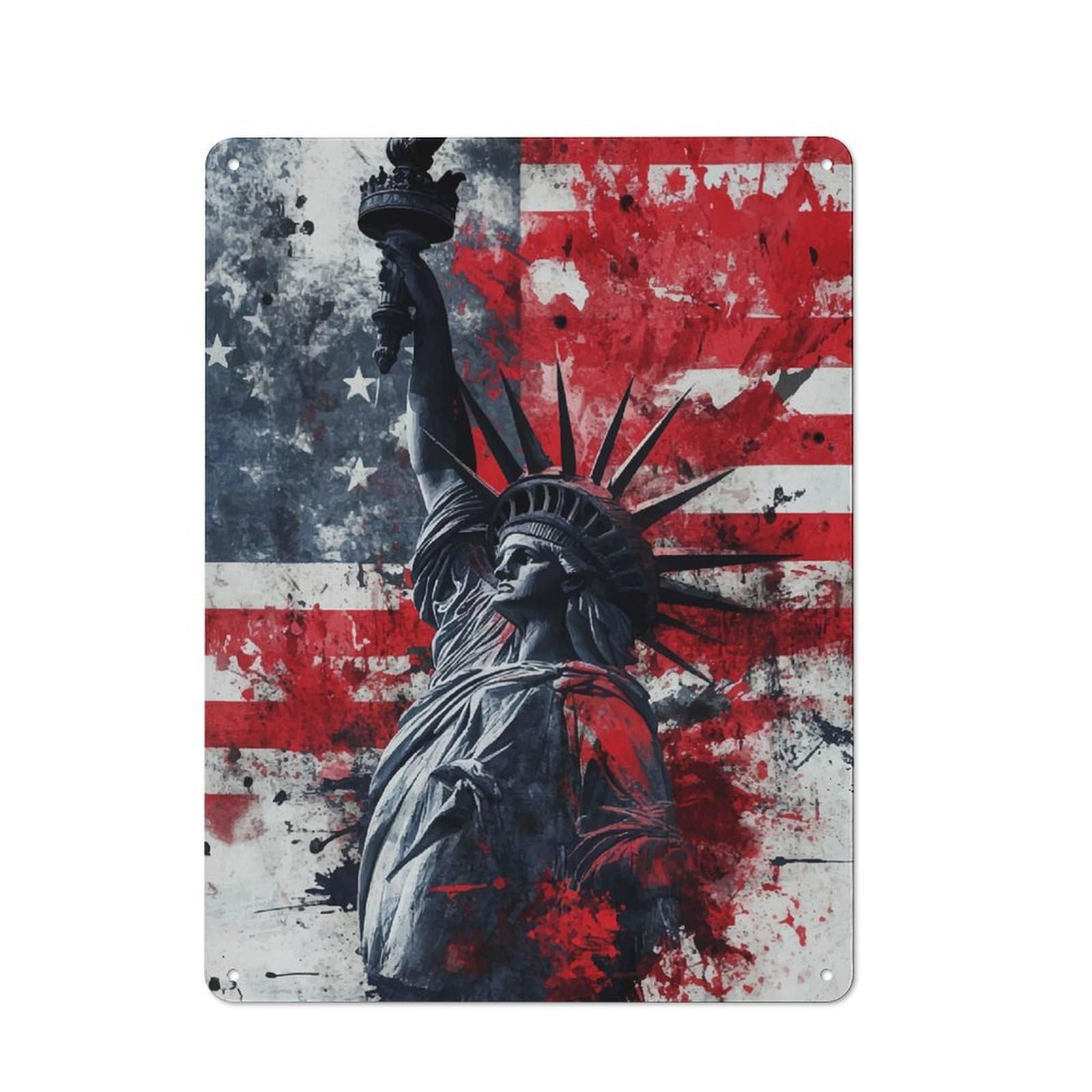 Junmoney Statue Of Liberty Artwork Metal Wall Sign 40X30cm, Nostalgic Classic Pub Decor For Pub, Home Bar, Shed Or Man Cave