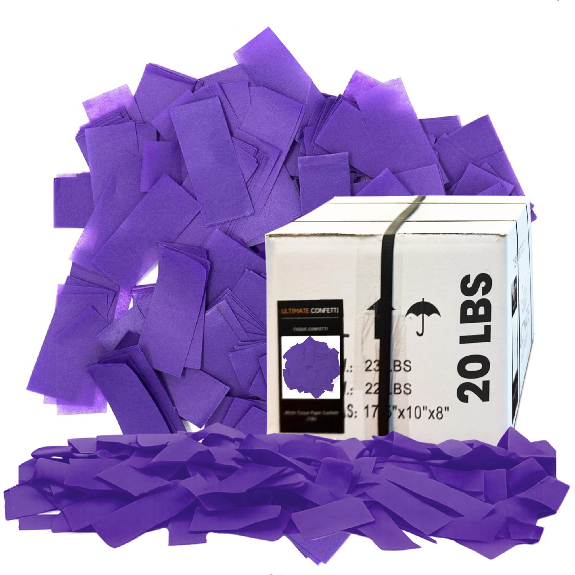 Ultimate Confetti - Rectangular Purple Tissue Paper Confetti - 20 lb