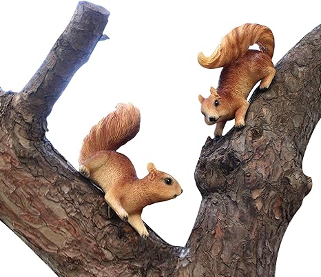 Amazon Co Jp ガーデンレジンリスの彫像 かわいい2つの樹脂リスの彫像 庭の彫像の装飾屋外の芝生の庭の動物の置物の彫刻の装飾の装飾 Shejp ホーム キッチン