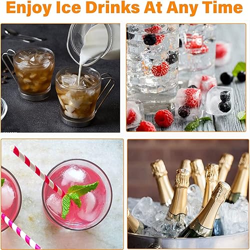 Miniatura 4 de Bandejas para cubitos de hielo, contenedor, almacenamiento para congelador, refrigerador con cuchara, tapas, moldes de hielo apilables para bebidas