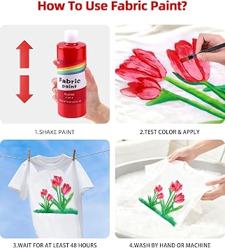 Colorful Permanent Fabric Paint, 16.6oz Textile Paint for DIY Crafts