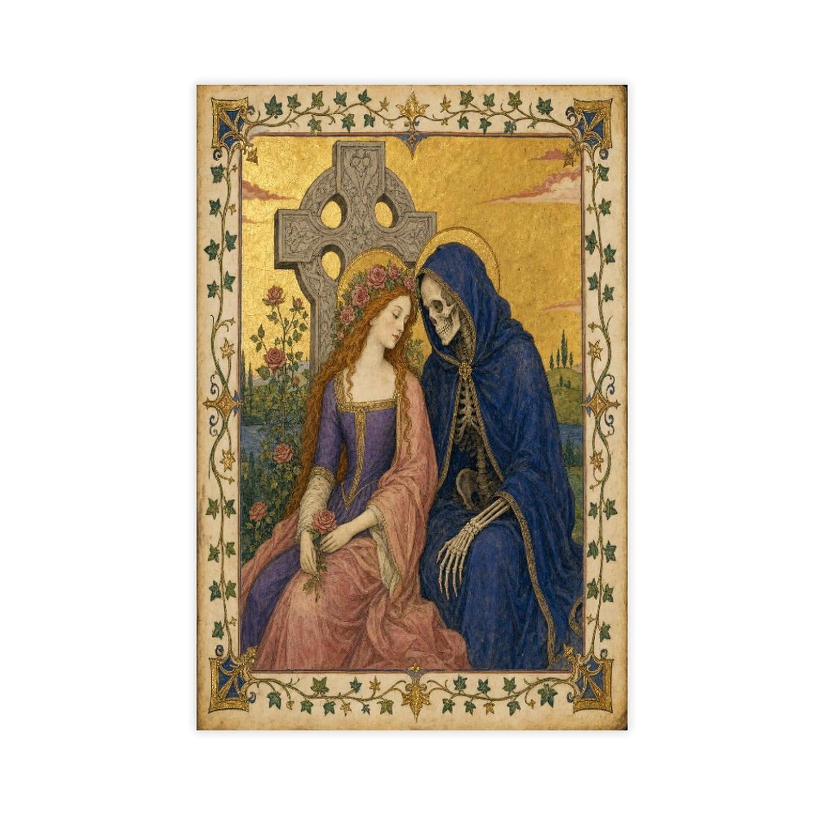 W7c8u2x3 Unframe-Style-24 Woman Skeleton Canvas Wall Art, Living Room Wall Art