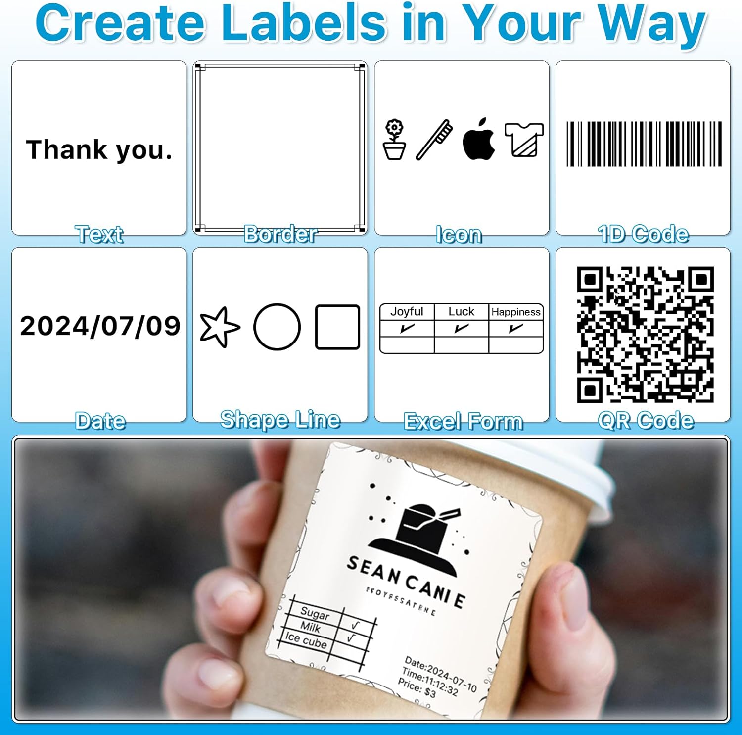 Square Thermal Label Stickers, 2"x2" (50.8mm x 50.8mm) Compatible with Multiple Thermal Printers Self-Adhesive Square Direct Strong Adhesive Thermal Labels, White, 500 Sheets/Roll - Image 7
