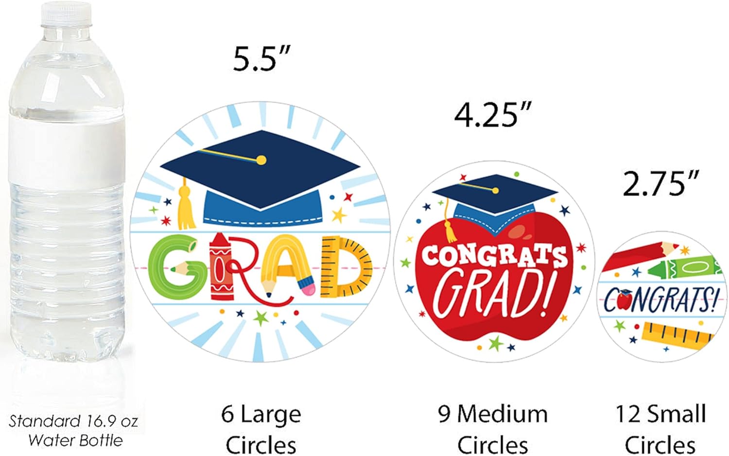 Big Dot of Happiness Elementary Grad - Kids Graduation Party Giant Circle Confetti - Party Decorations - Large Confetti 27 Count