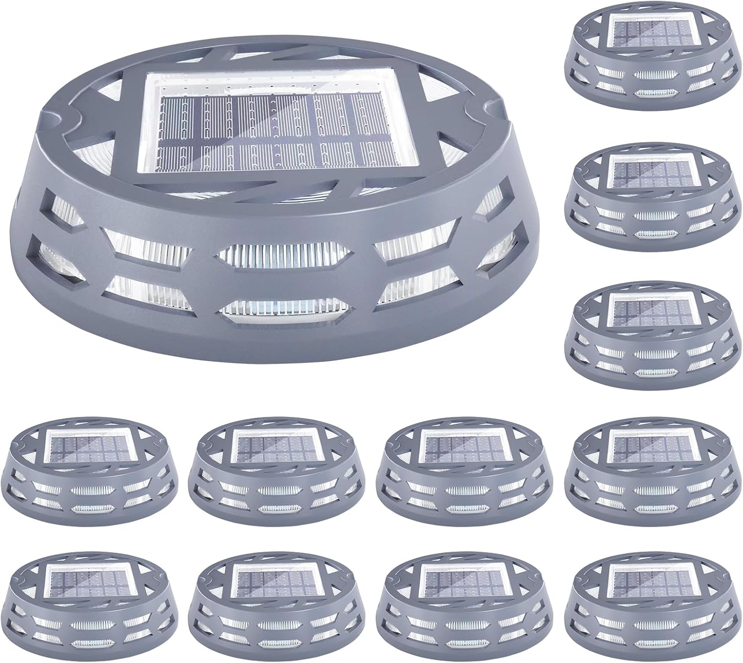 Solar Deck Lights Outdoor Driveway Marker Dock LED Light,3 Lighting Modes,Warm/Bright White and Blue IP67 Waterproof Road Markers for Driveway Sidewalk Garden Pathway Yard