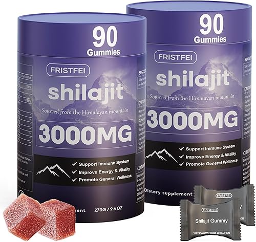 Gomitas puras de Shilajit del Himalaya para hombres y mujeres, 100% naturales y orgánicas, más de 85 minerales traza y ácido fúlvico, 180 unidades,