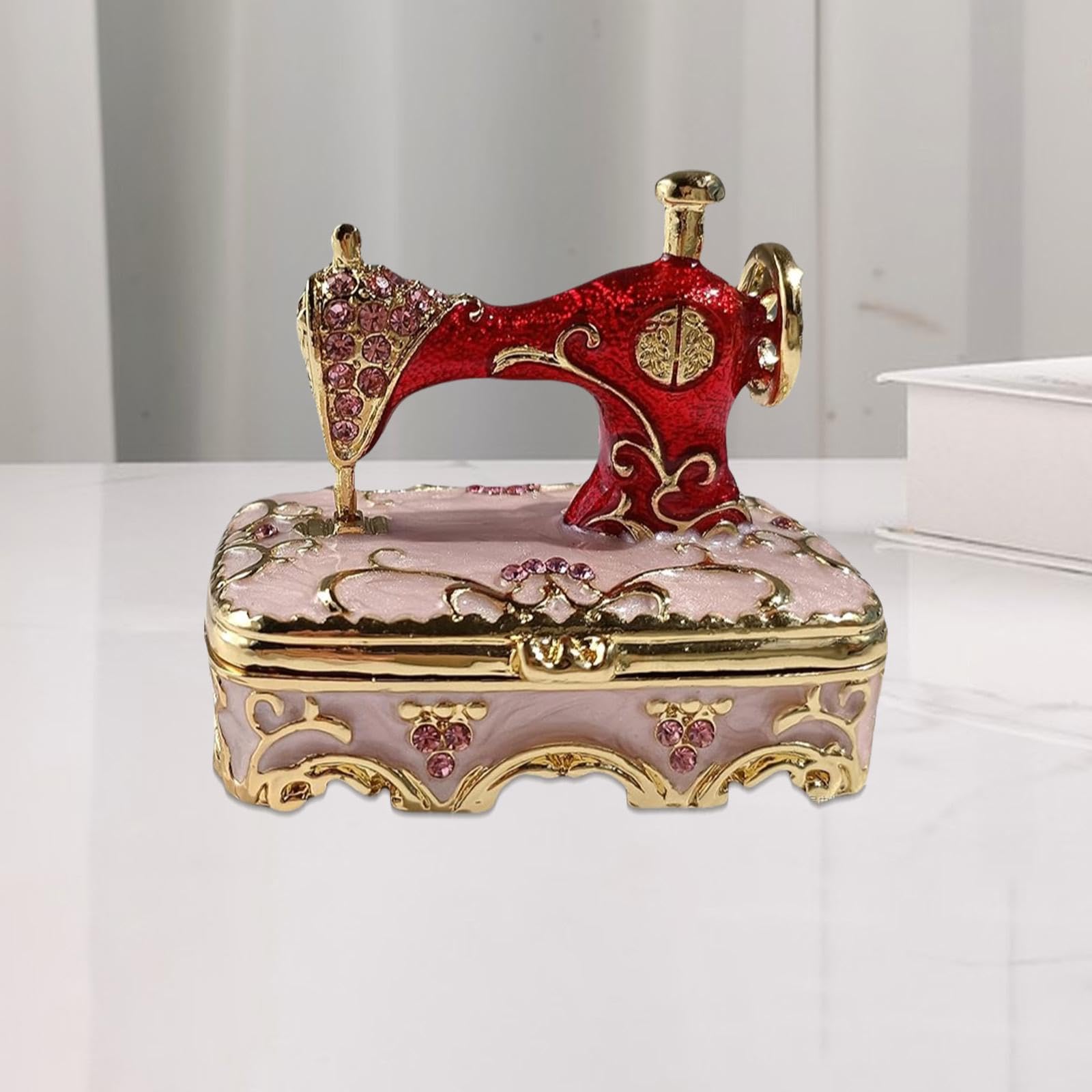 Coffre à Bijoux, Boîte à Trésors, Boîte Décorative en Forme de Machine à Coudre, Ornement pour Chambre, Vitrine de Magasin, Meuble, Pendentif en Forme, Rose