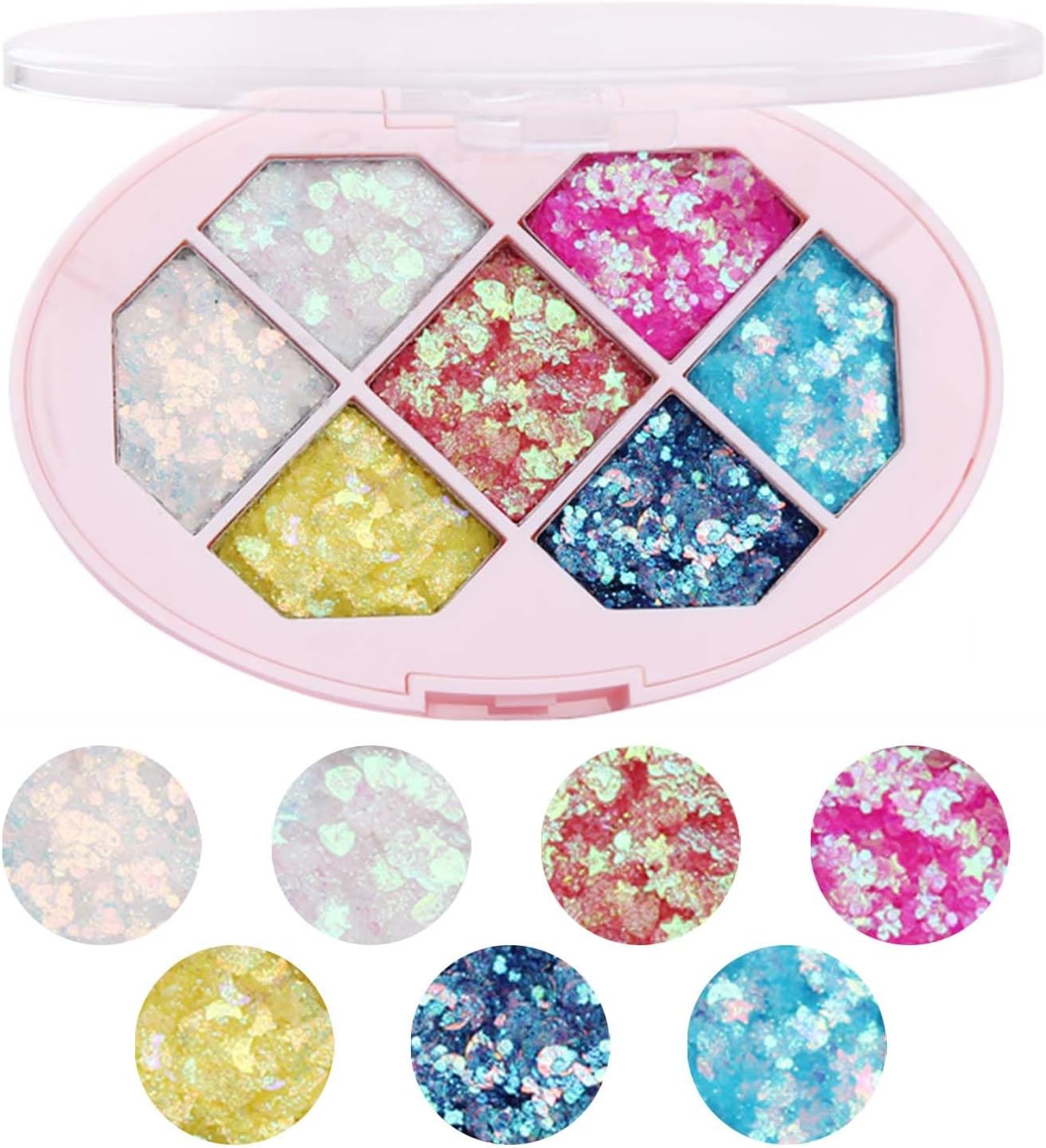 Festival Body Glitter Palet, zeemeermin chunky pailletten glitter gezicht festival glitter palet voor gezicht/haar/lichaam/lippen, crème glitter make-up waterdicht voor party maskerade Festival Body Glitter Palet, zeemeermin chunky pailletten glitter gezicht festival glitter palet voor gezicht/haar/lichaam/lippen, crème glitter make-up waterdicht voor party maskerade