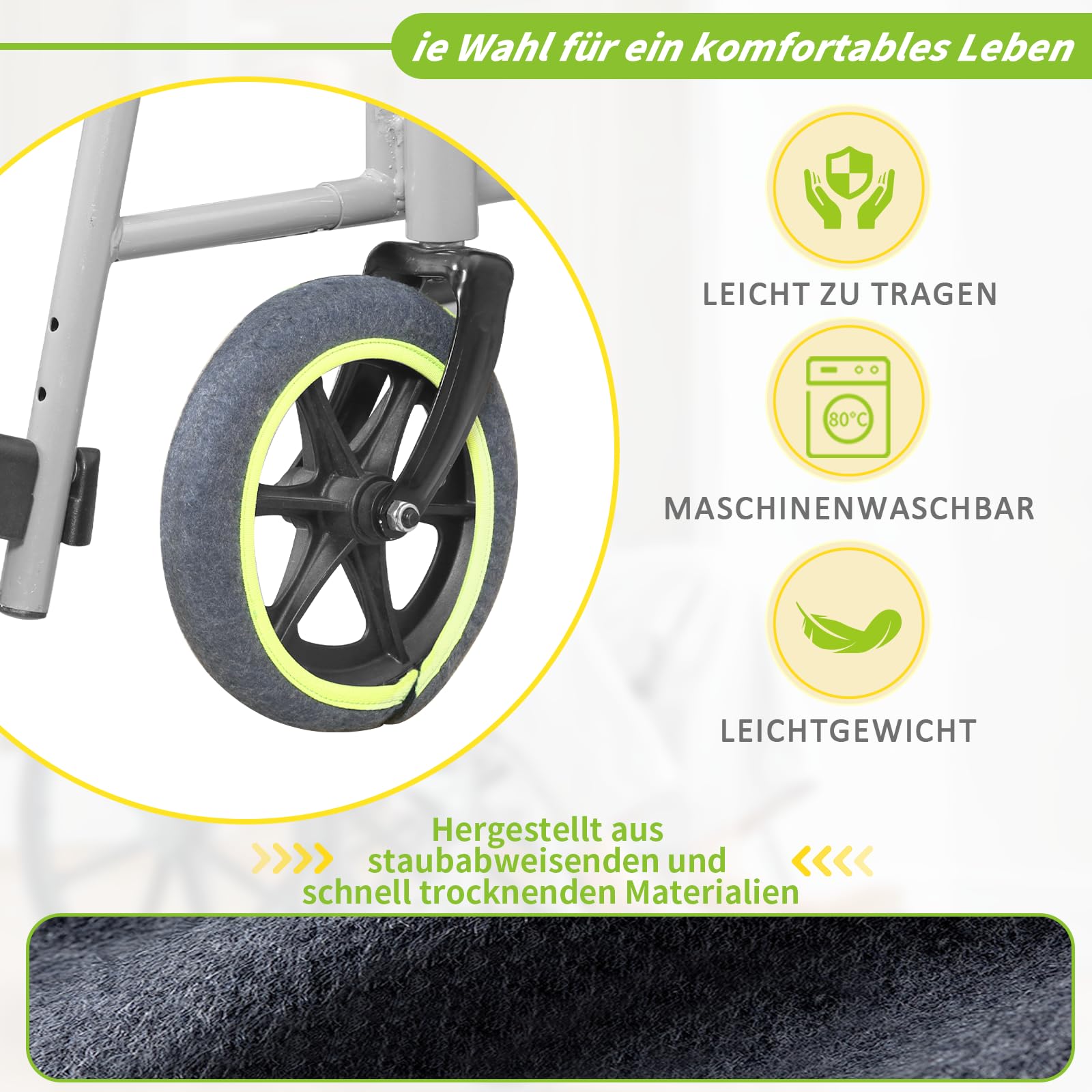 WheelCover per sedie a rotelle, accessori per sedie a rotelle, per proteggere pavimenti e tappeti, 1 paio (blu, 24 pollici)