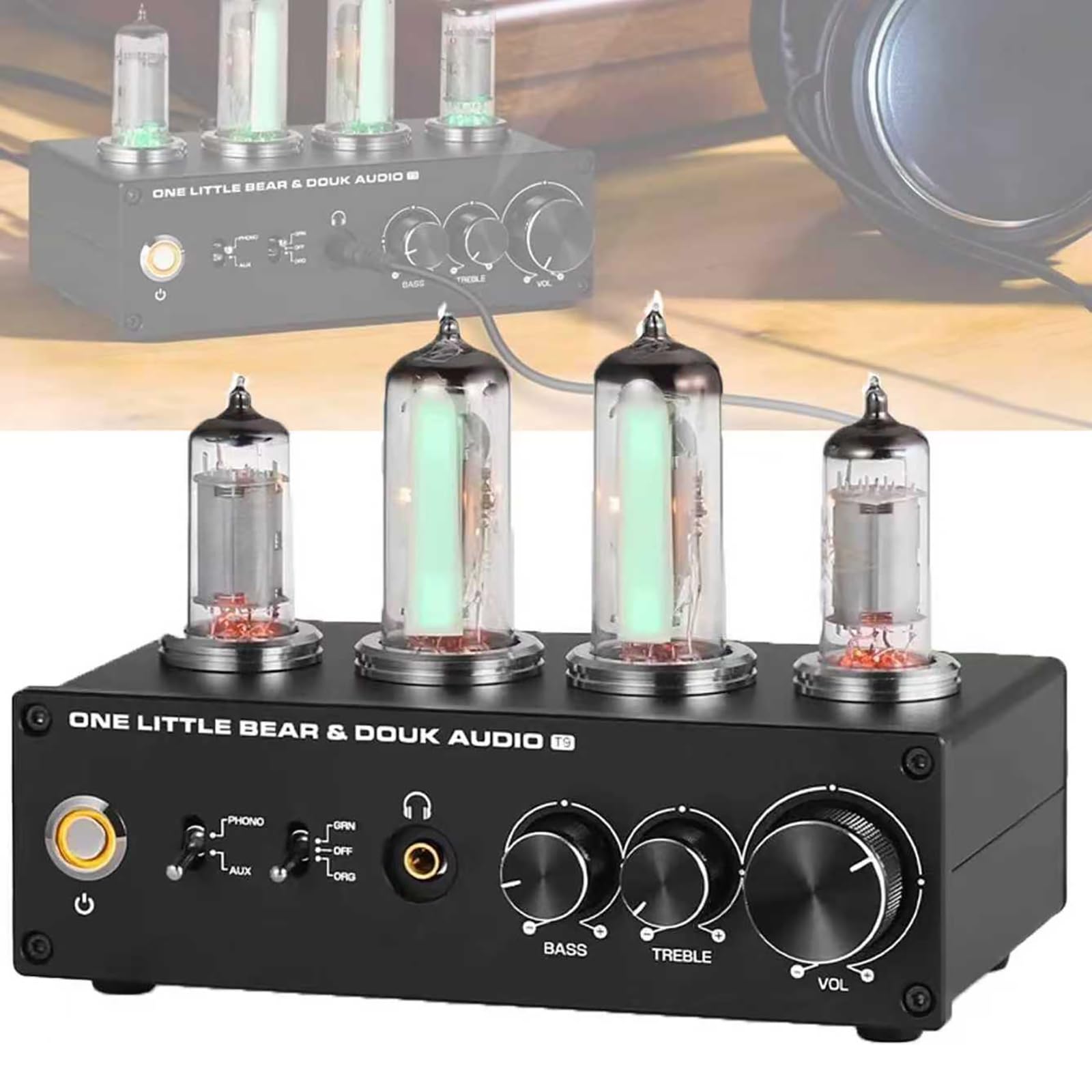 COYEUX Preamplificatore Fono, Preamplificatore per Lettore/Giradischi, con Controllo del Guadagno E Manopola del Volume, Registrazione MM, Stereo L/R/RCA/3,5 Mm, per Sistema Audio Stereo Domestico
