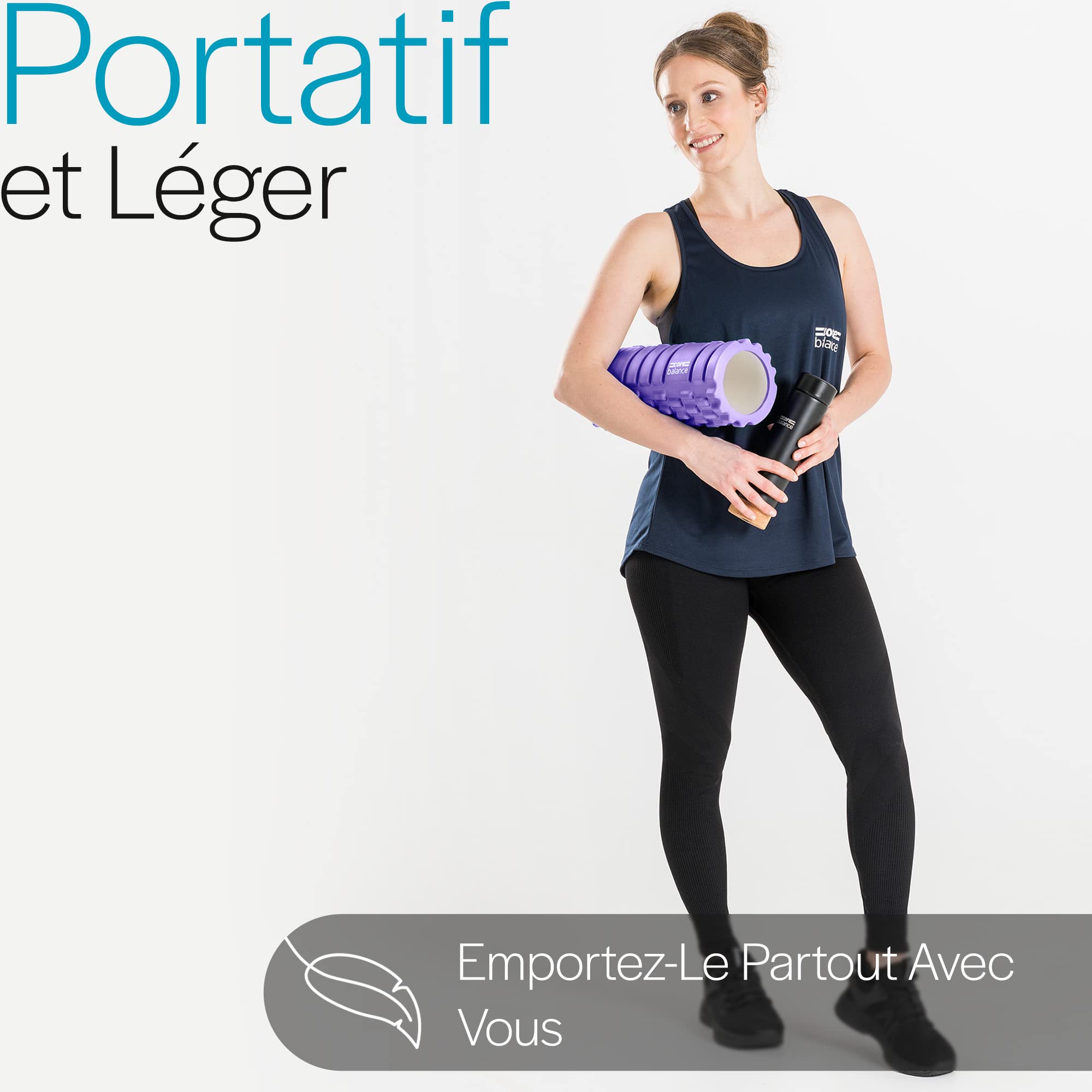 Core Balance Rouleau de Massage à Picots pour Massage Profond des Muscles - Rouleau Massage en Mousse à Quadrillage - Foam Roller de Fitness Idéal pour Point Gâchette