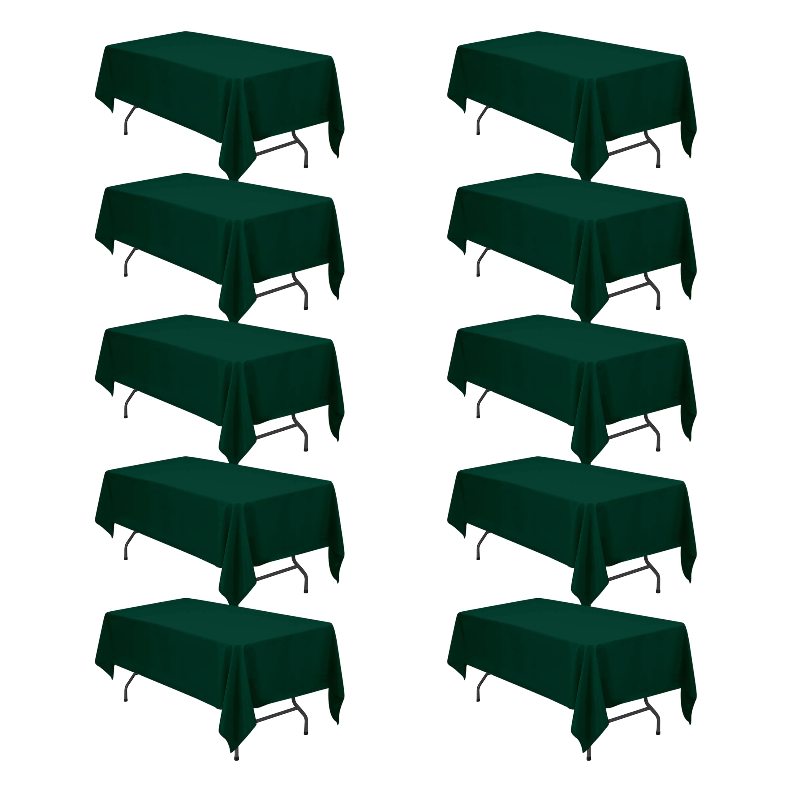 BRILLMAX 10 Pack Hunter Green Tablecloths 60x102 in for 6ft Rectangle Table