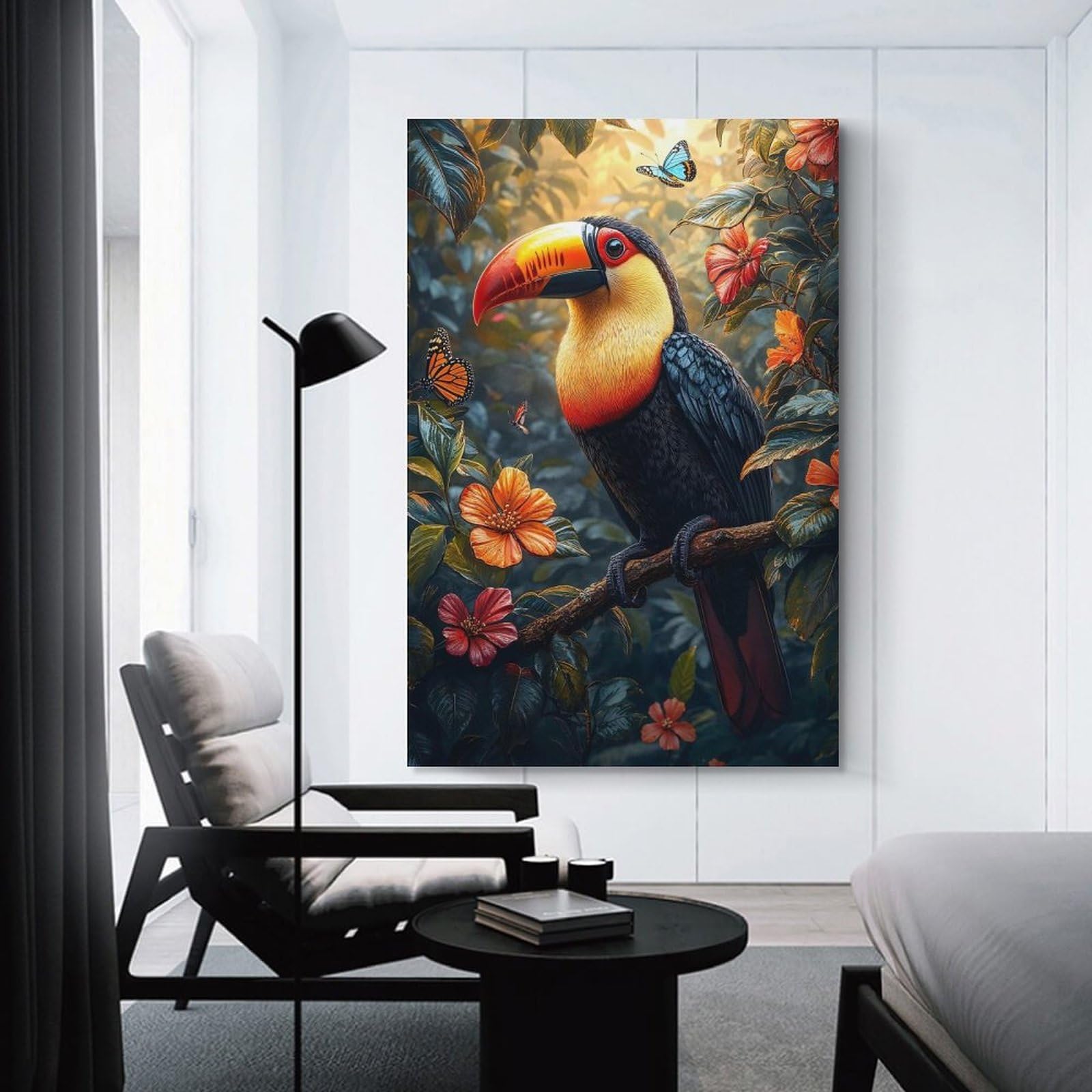 Junmoney Wall Art Print Toucan in A Tropical Paradise, 24x36inch(60x90cm), for Bedrooms, Workspaces And Everyday Interiors, Stylish Home Artwork for Focal Walls