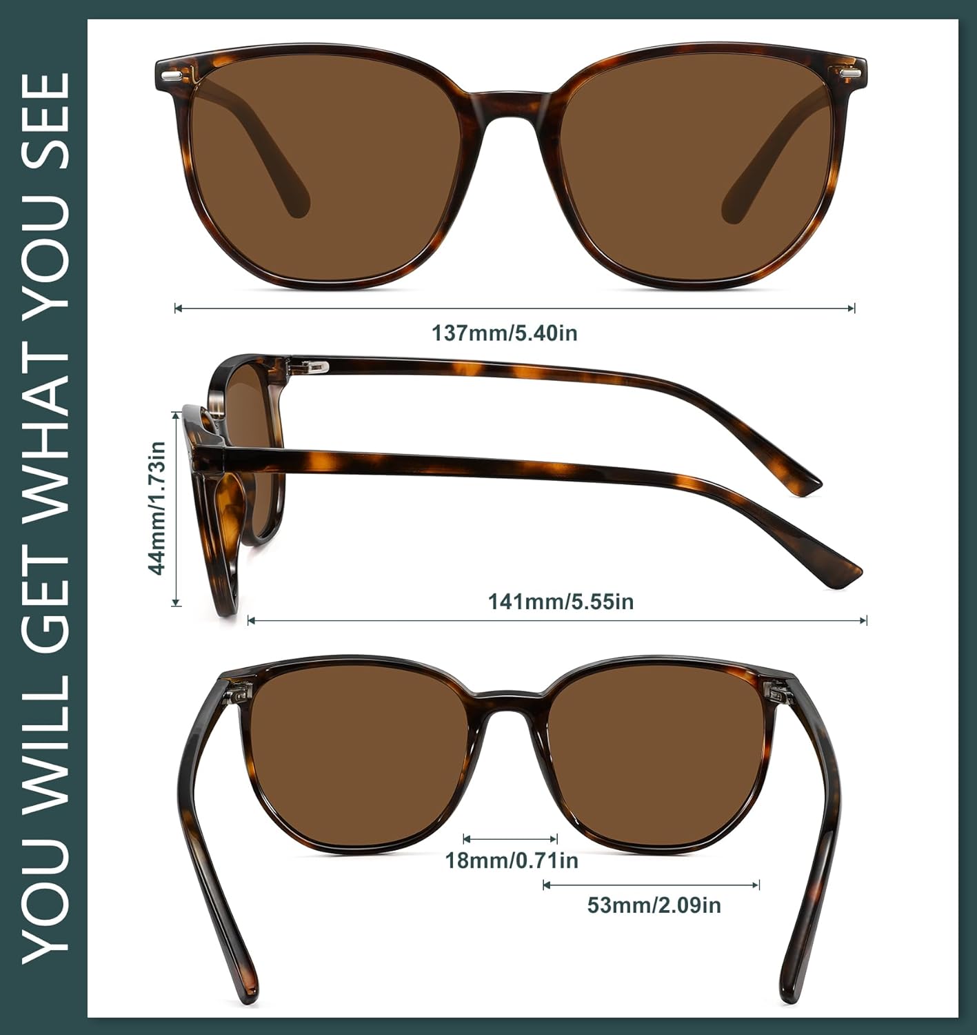 WOWSUN Retro Polarized Sunglasses Womens Men Trendy Sun Glasses Sunnies - Image 6