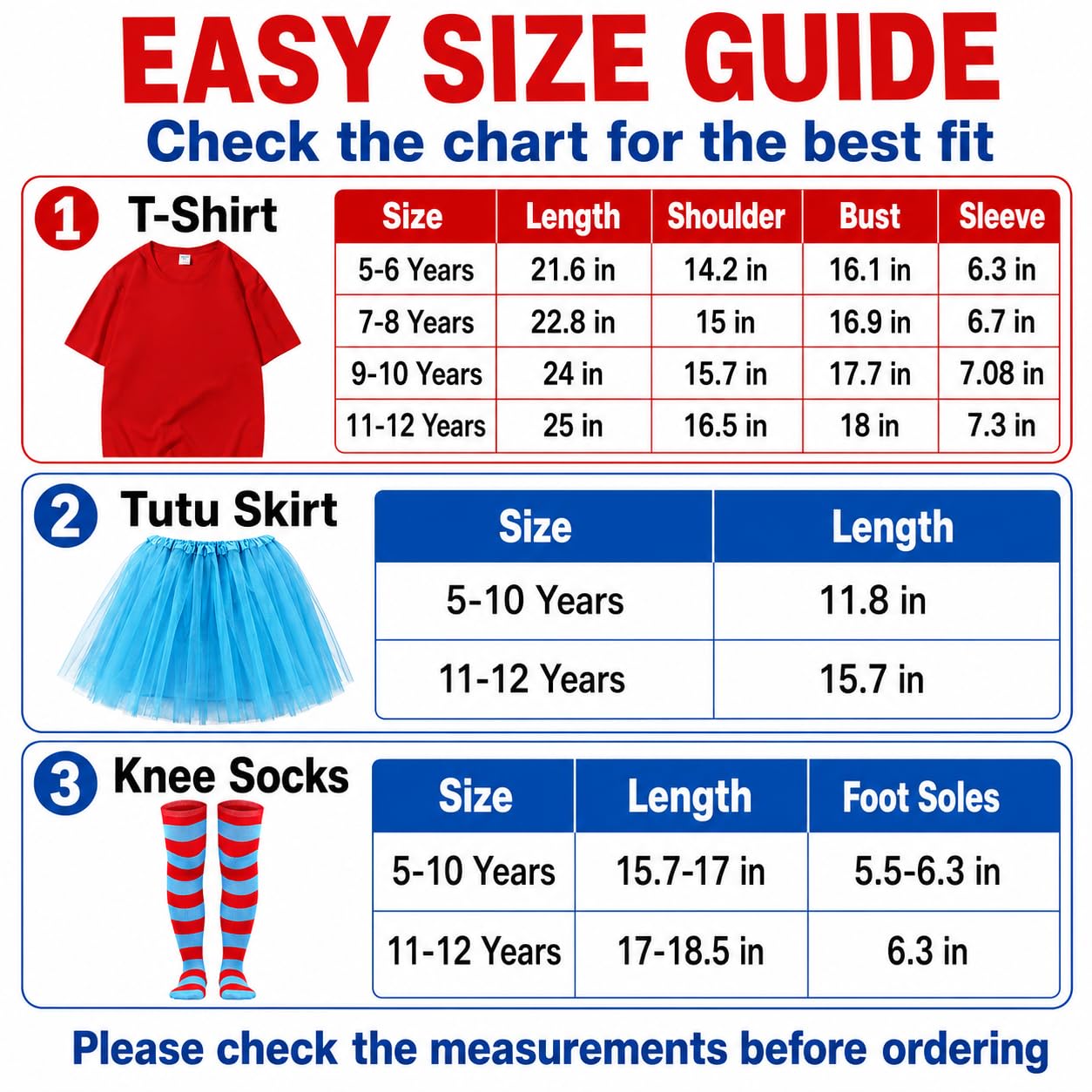 Conjunto de accesorios para disfraz de tutú de tul para niña, camiseta roja, falda tutú, calcetines altos a rayas hasta el muslo, diadema azul