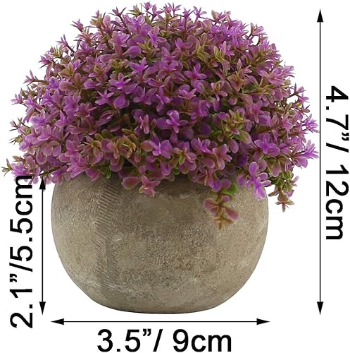 Vista 9 de Ogrmar - Mini plantas artificiales de plástico para plantas artificiales en maceta/pequeña imitación verde Hoja verde