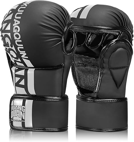 Miniatura 10 de Guantes MMA Open Palm Sparring & Grappling Mits, artes marciales para hombres y mujeres, deportes de combate, artes marciales, artes marciales, Negro