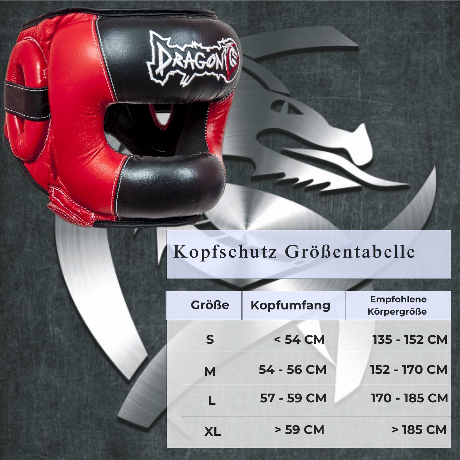 DragonDo 11751-L Profi Boxhelm aus Echtleder mit Stahl-Gesichtsschutz – Hochresistenter Kopfschutz für Sparring & Kampfsport – Verstärkter Schutz gegen Schläge – Rot-Schwarz