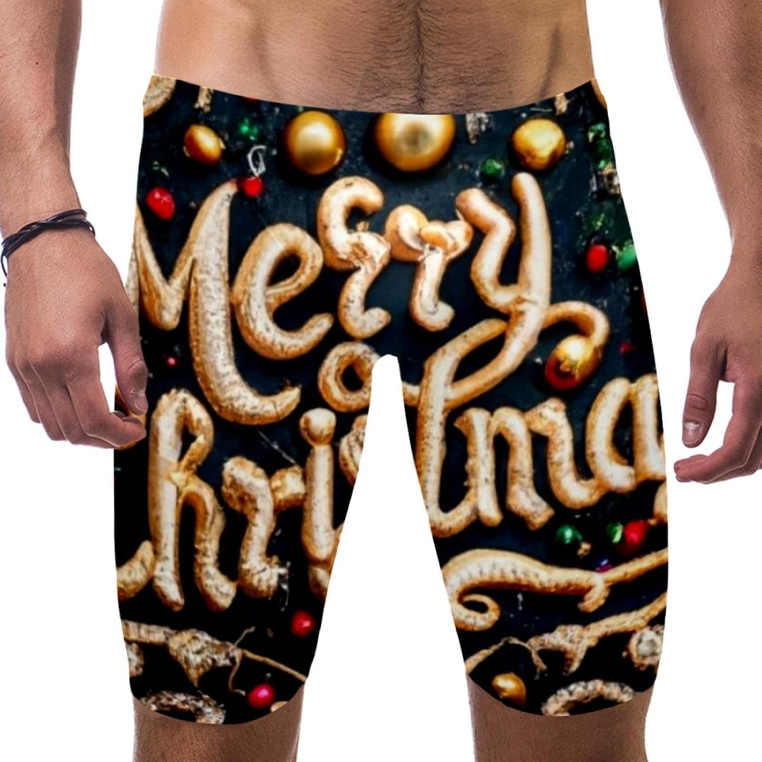 Happy Christmas Men's Swimsuit Jammer Quick Dry Swim Jammer Racing & Training Swimsuit