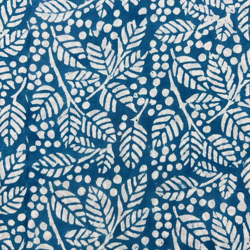Pre-Cut Premium Hand Block Cotton Quilting Fabric By Yards- 100% Cotton-Ideal for Quilting, Sewing, Crafts, Dressmaking, Curtains, Home Decor-Indigo-4 Yards- (BPF-125-4)