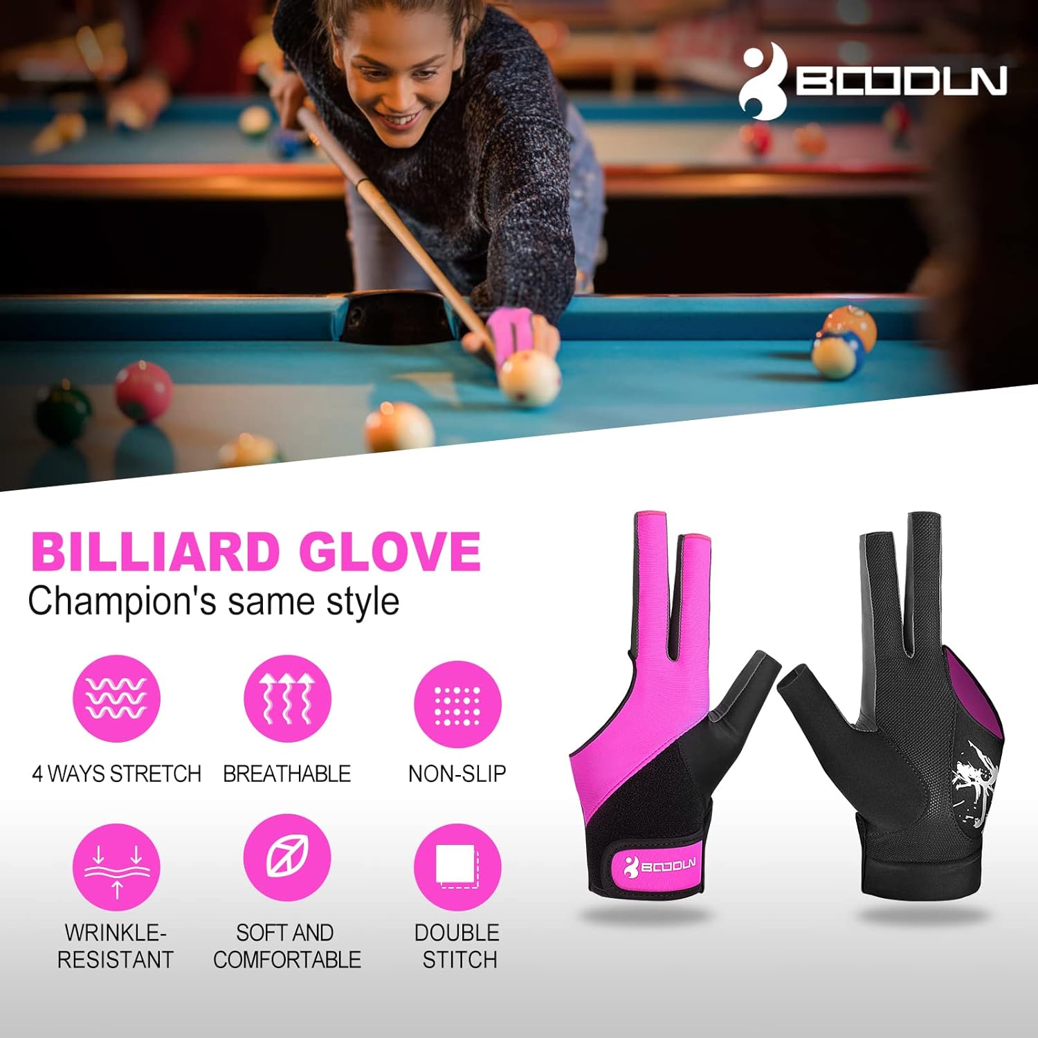Lion helper Billiard Pool Gloves for Left Hand 3 Finger, Splicing Process, Snooker Cue Sport Glove Popular Sizes for Men & Women : Sports & Outdoors