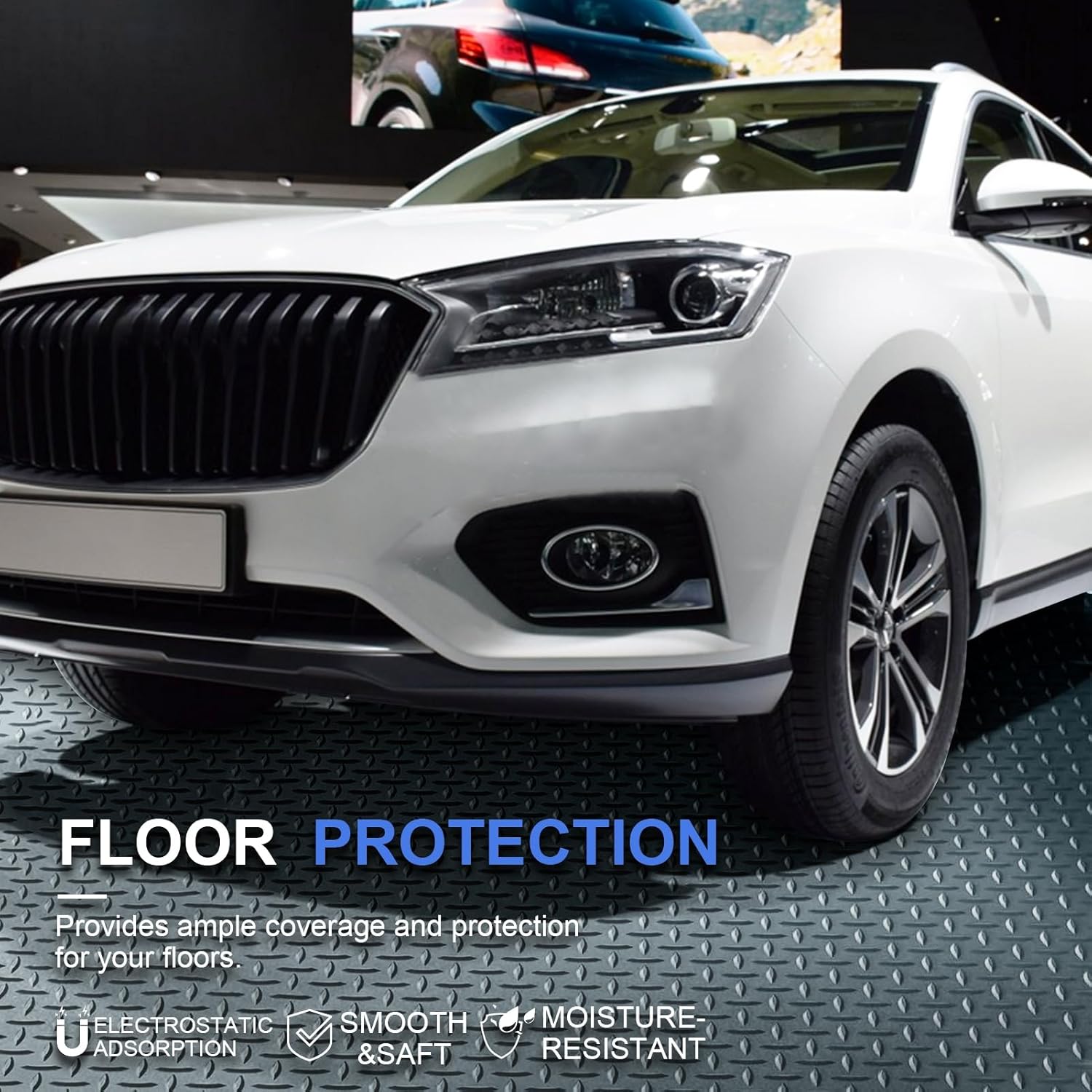 7x20ft Heavy Duty Garage Floor Mat, Thick PVC Workshop Parking Protection Mat, Anti-Slip Waterproof for Oil, Grease & Winter Salt, for Garage, Gym, Basement 1 Set