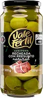 Azeitona Verde em Conserva Recheio Presunto Vale Fértil Vidro 130g
