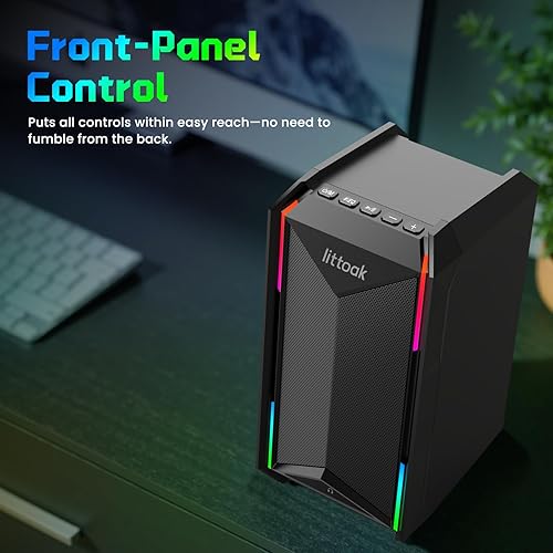 Miniatura 6 de Altavoces de computadora para música y juegos, altavoces alimentados por adaptador de CC para PC de escritorio o portátil, altavoz de escritorio