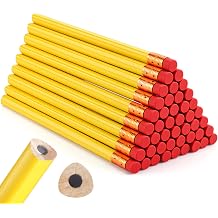 Fainne 48 Pack Jumbo Round Pencils, Wooden Fat Pencil with Black Core Bulk for Carpenters Workers Woodworkers Framers Beginners Students Teachers DIY ProjectYellow