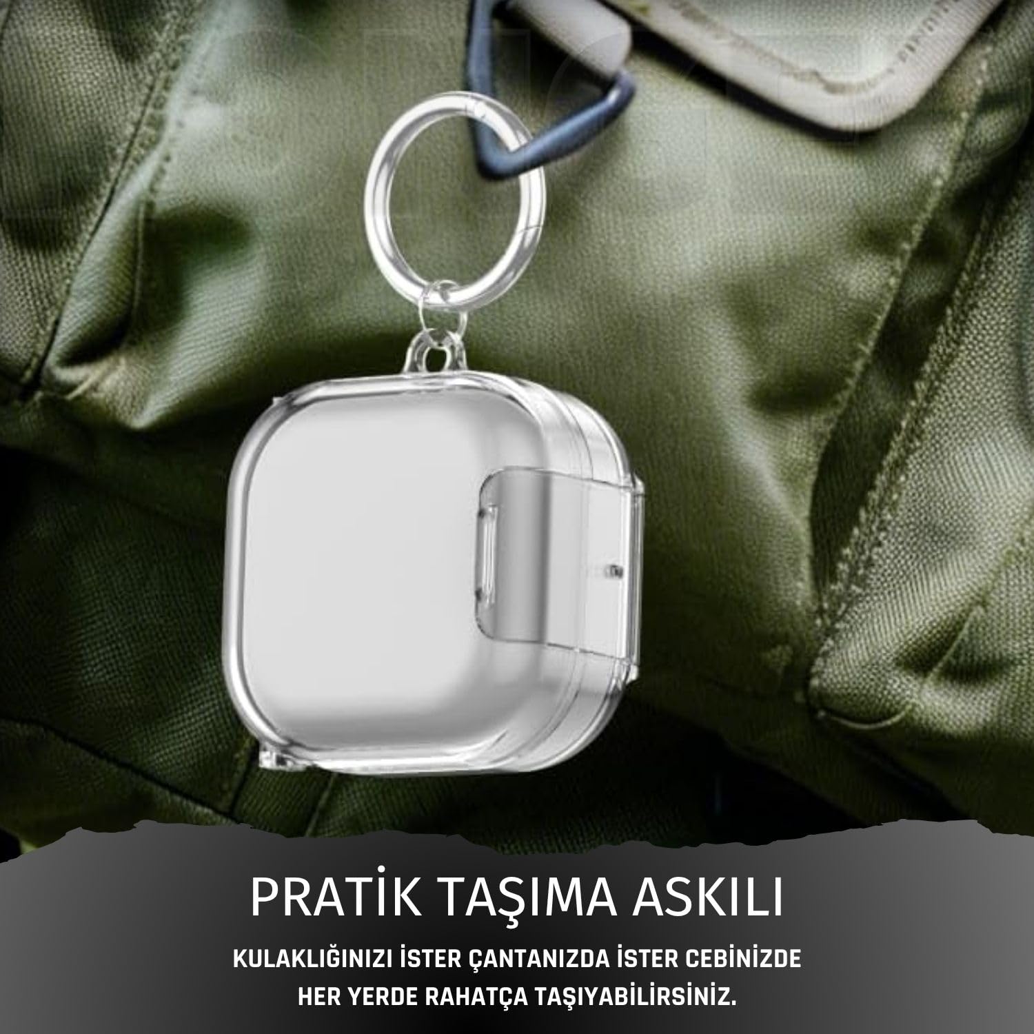 Rongep Samsung Galaxy Buds4 Pro/Buds 4 için Kılıf [Güvenlik Kilit Tasarımlı] Transparent-Lock Kulaklık Kılıfı Sararmaya Dayanıklı Taşıma Askılı TPU Koruyucu Samsung Buds 4 Pro Kılıf (Şeffaf-Siyah)