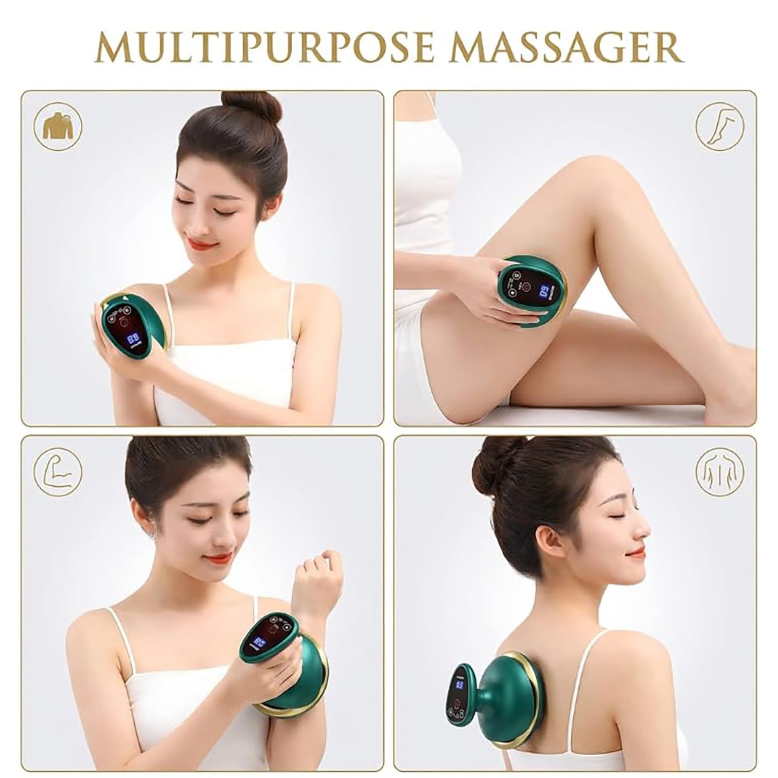 Anti Cellulite Massager, Masajeador eléctrico Gua Sha 4 en 1,9 Suction Levels, Piel Más Firme y Mejor Circulación Sanguínea,para Muslos Abdomen Hombros