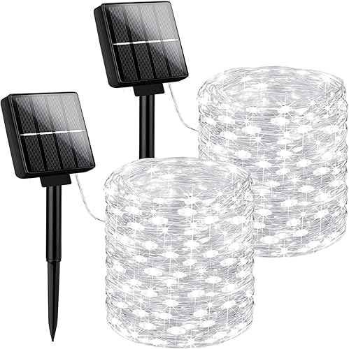 Miniatura 18 de Brightever Luces de Cadena Solares para Exteriores Impermeables, Paquete de 2 Total 80 Pies 200 LED Luces de Hadas Solares para Exteriores con 8