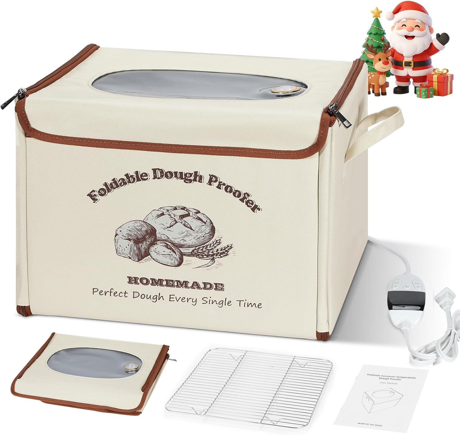 Foldable Bread Proofing Box for Sourdough,50 F-130 F Temp Controlled Dough Proofer with 1-12H Digital Timer,Electric Proofing Container Sourdough Bread Baking Supplies for Home Baking,Yogurt Making