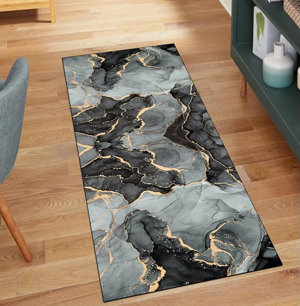 Alfombra lavable abstracta de 90x120 cm para pasillo con base antideslizante segura