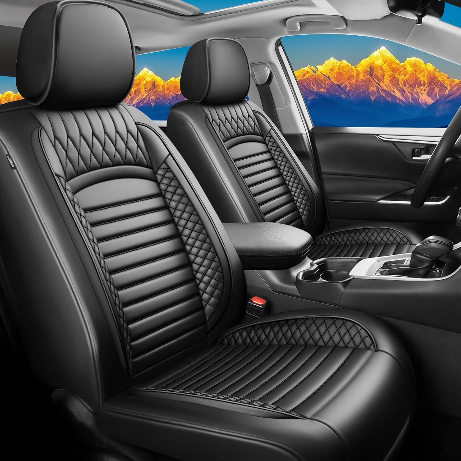 Car seat Covers Compatible with Toyota RAV4 2019-2024 2025 Hybrid XLE LE SE XLE Premium, Limited Automotive Cushion Protector Replacement, Waterproof Faux Leather(Full Set, Black)